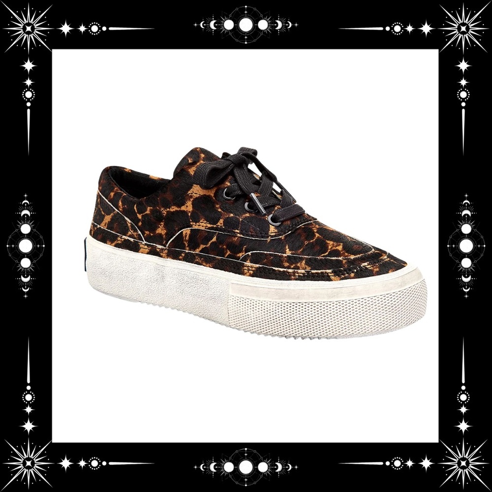 AllSaints Mercia leopard print calf hair platform sneakers